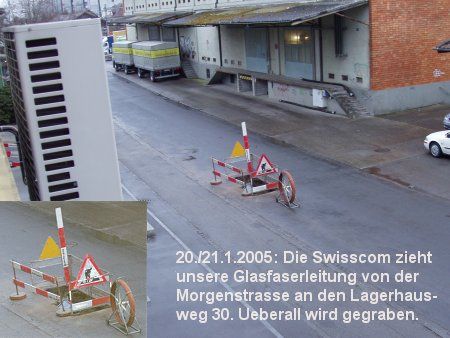 Einzug der Glasfaserleitung durch Swisscom