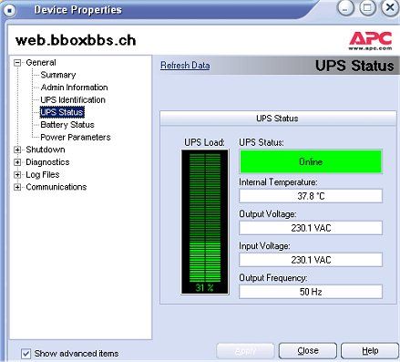 APC Powermanagement Detailansicht