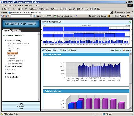 Live Statistik Server Eintrittsscreen