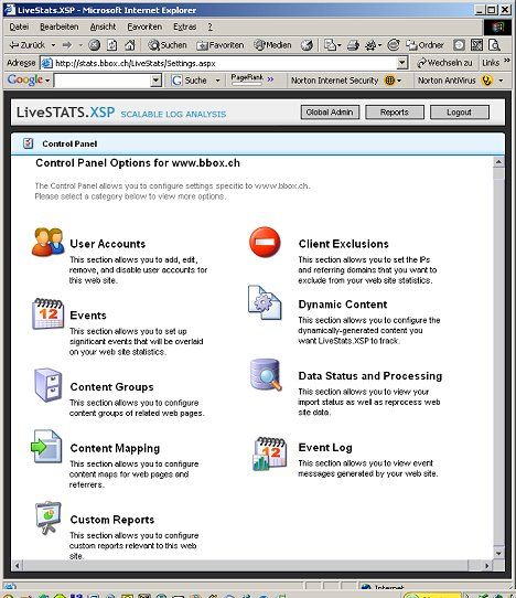 Livestatistik Ihrer Domain bei der BBoxBBS (Control Panel)