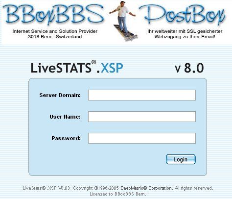 Anmeldescreen fr Ihre Live-Statistik bei der BBoxBBS