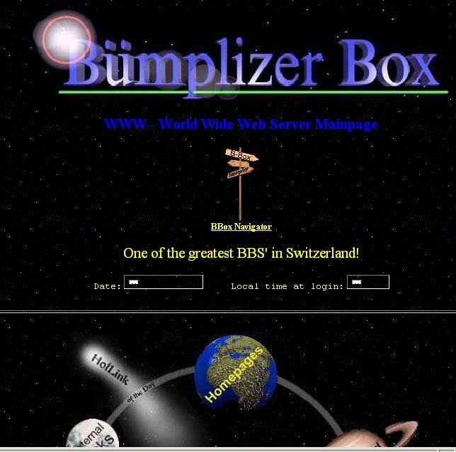 Webseite der Bmplizer Box im 1996 und 1997 /(Nostalgie)