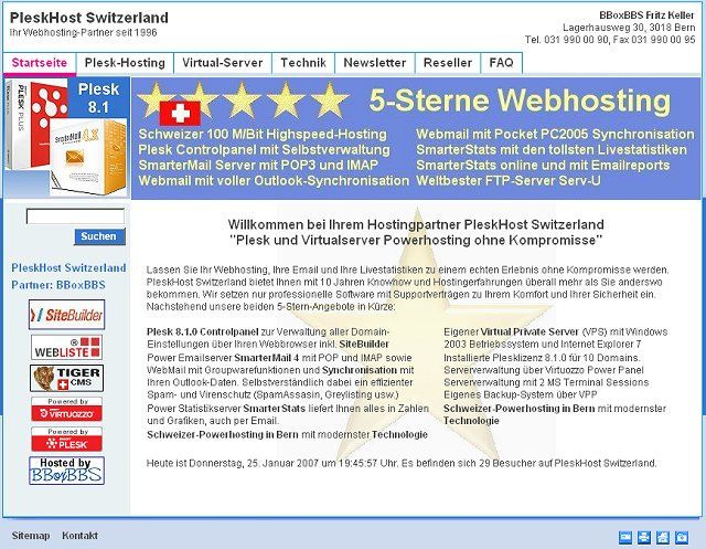 PleskHost Switzerland - Ihr 5-Sterne Webhostingpartner in Bern